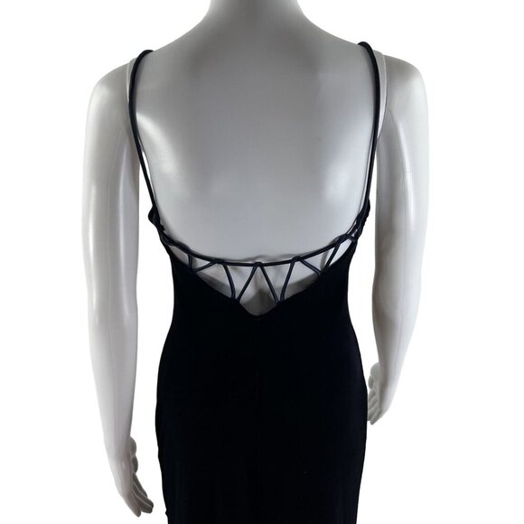 VTG Dress Womens 6 BLUE Velvet Maxi Slip Y2K 90s Romantic Goth Vampy Prom HOCO - Picture 6 of 15